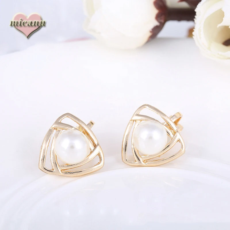 Женские серьги с жемчугом корейский стиль характерные треугольные Простые