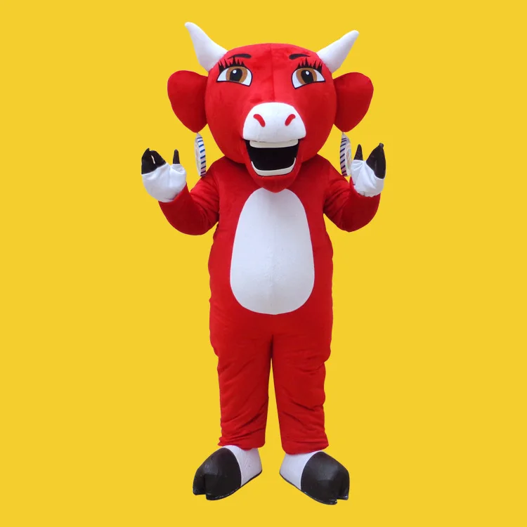 Smart Buffalo Bovini Bison Wild Ox Bos Gaurus Bull Cattle Calf Mascot Costume with White Sharp Horns Fancy Dress for Party | Тематическая