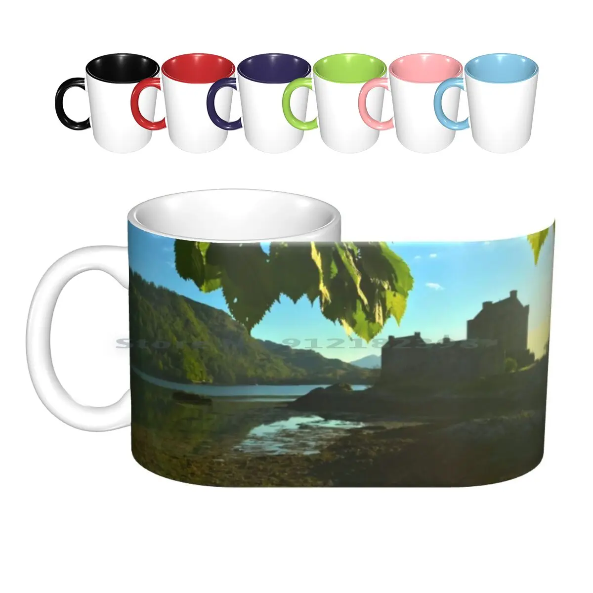 

Шотландские замки на солнце, керамические кружки, кофейные чашки, кружка для молочного чая, замок Шотландии, шотландский солнечный свет, вос...