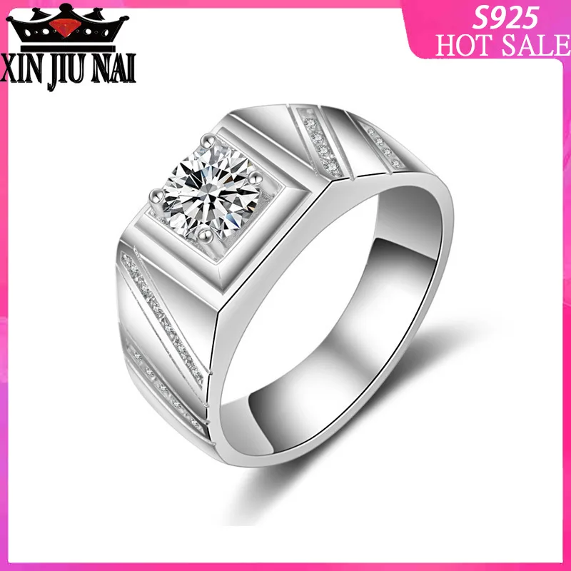 Большое мужское кольцо с платиновым покрытием в деловом стиле бриллиантами из