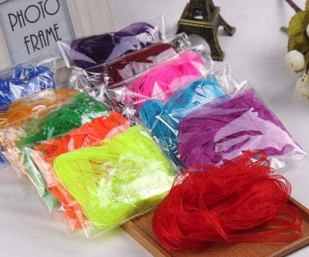 Лента из органзы флуоресцентного желтого цвета ширина 6 мм 10 метров|organza ribbon|tape