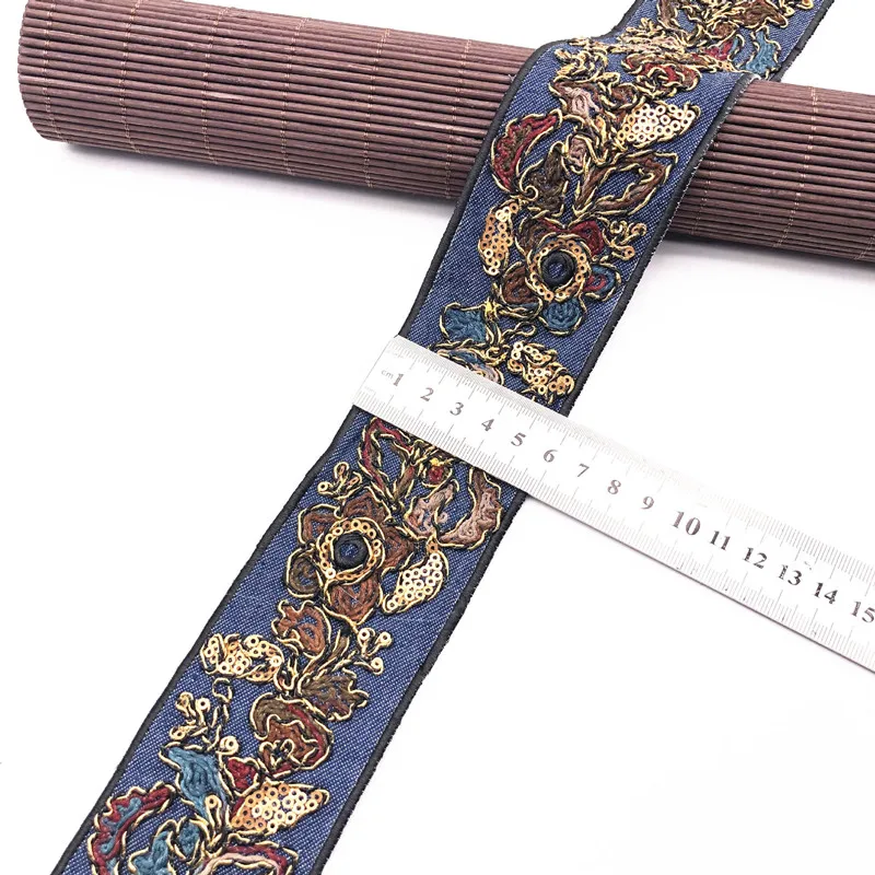 Ковбойская кружевная тесьма с блестками 1 ярд тканевая для шитья этническое