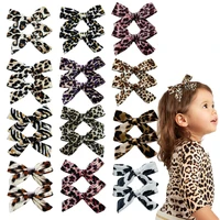 24pcs12 pairs velvet hair bows clips baby girls 4inch leopard hair bows alligator hair clips fully lined hair accessories for t