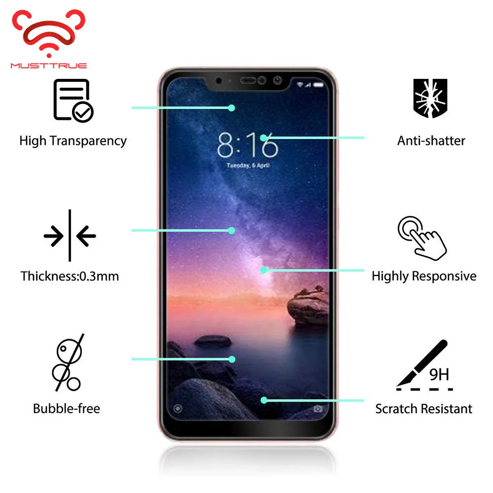 MUSTTRUE полное покрытие из закаленного стекла для Xiao mi Red Note 6 Pro 7 8 Lite x 3 Pocophone F1 защита