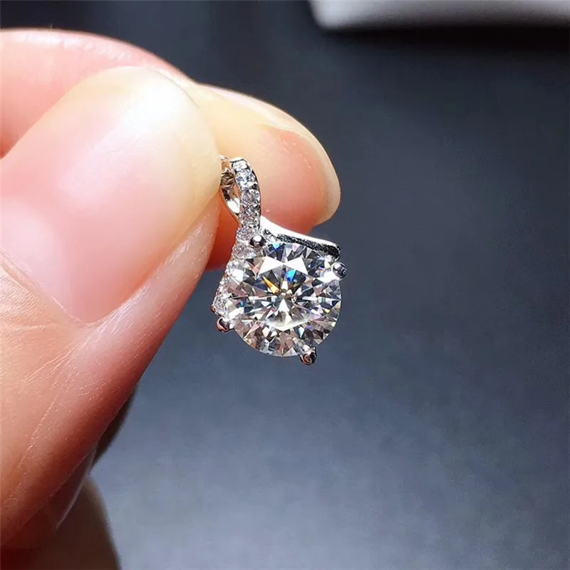 LeeChee Moissanite подвеска 1CT 6 5 мм VVS Lab бриллиантовое ожерелье для подруги подарок на