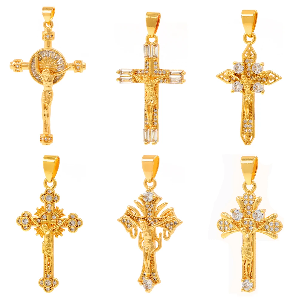 Подвеска в виде креста с микро-инкрустацией из циркона стиле ретро - купить по