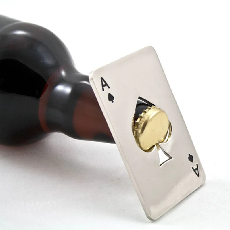 

Hot sale High Quality Stainless Steel Bottle Opener,Bar Cooking Poker Playing Card of Spades Tools,Free shipping.