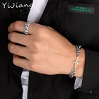 Купите 1 Получите 2 браслет с крестом Звездный бриллиант серебряные ювелирные изделия из титановой стали уличный карабин с застежкой регулируемый размер неувядающий