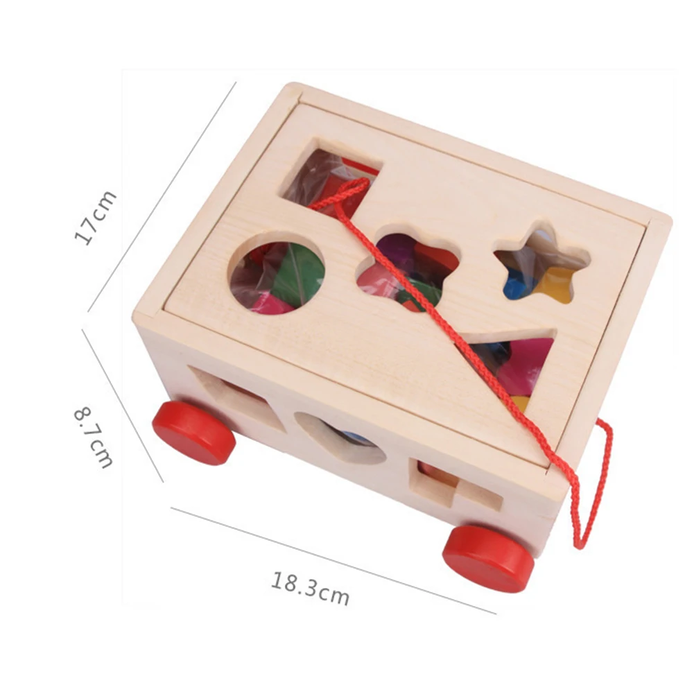 

Wooden Blocks Shape Sorter Walking Pull Along Car Model Handmade model toy Educational Kids Toy Shape cognition gift for babies