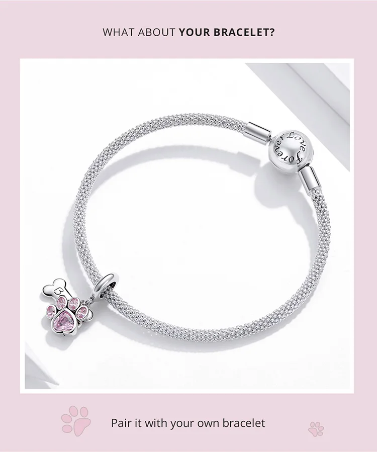 

Suitable for original pan bracelet ladies DIY jewelry Bijoux 925 sterling silver claw bone charm beads