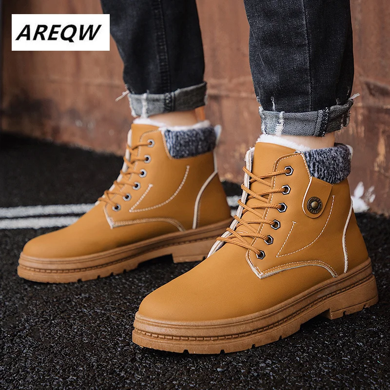 2019 мужские зимние ботинки Ботильоны на меху Мужская повседневная обувь высокого