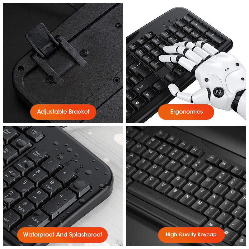 

Silent Keyboard and Mouse Set Wired Keyboard Computer Ergonomic Mute Keycap Office USB Full-size Keyboard Mouse Combo PC Desktop