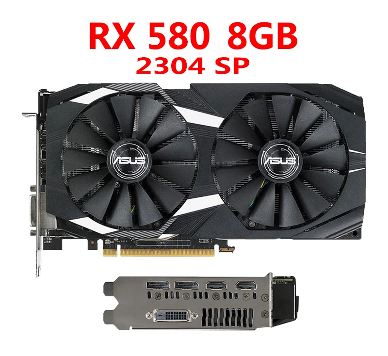 Бывшая в употреблении видеокарта 95% ASUS RX 580 8 Гб GPU AMD Radeon RX580 графические карты PUBG
