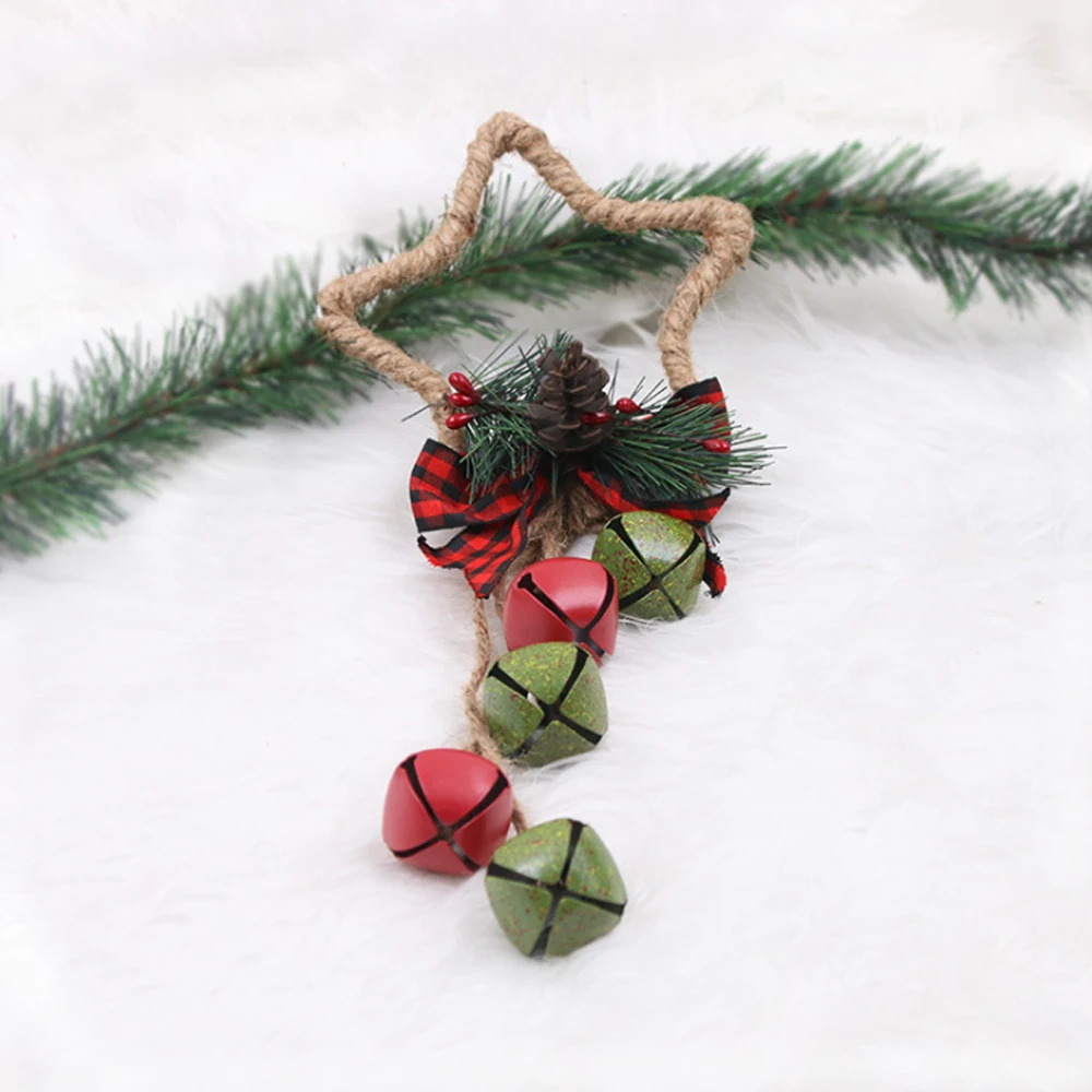 

Christmas Festival Metal Bell Door Hanger Iron Christmas Retro Bell Door Hanging Rusty Old Bell String Pendant Home Items