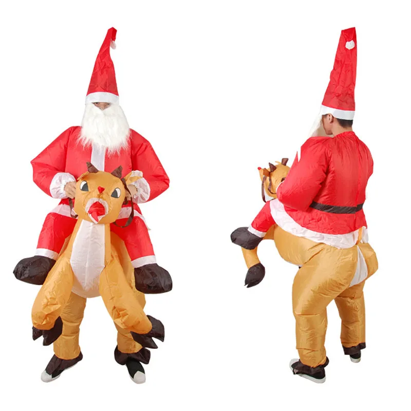 

Christmas Inflatable Santa Claus Ride On Reindeer Mascot Costume Suit Adult Oktoberfest Party Halloween Anime Santa Dress Hot