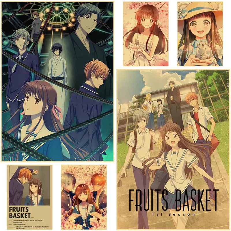 

Anime Fruits Basket Poster Retro Kraft Paper Anime Posters DIY Home Decor Painting Wall Sticker Living Room Bar Cafe Art Picture