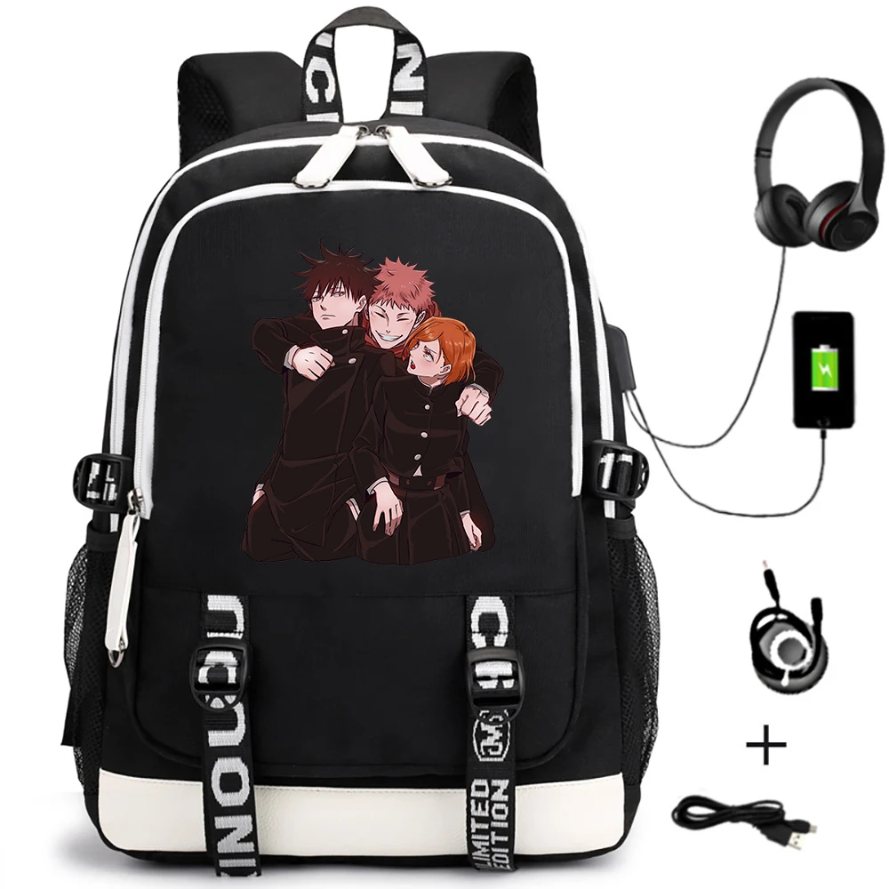 

Anime Jujutsu Kaisen Man USB Backpack Zipper Casual Travel Student Laptop Schoolbag for Teenger Cartoon Shoulders Bags Bookbag