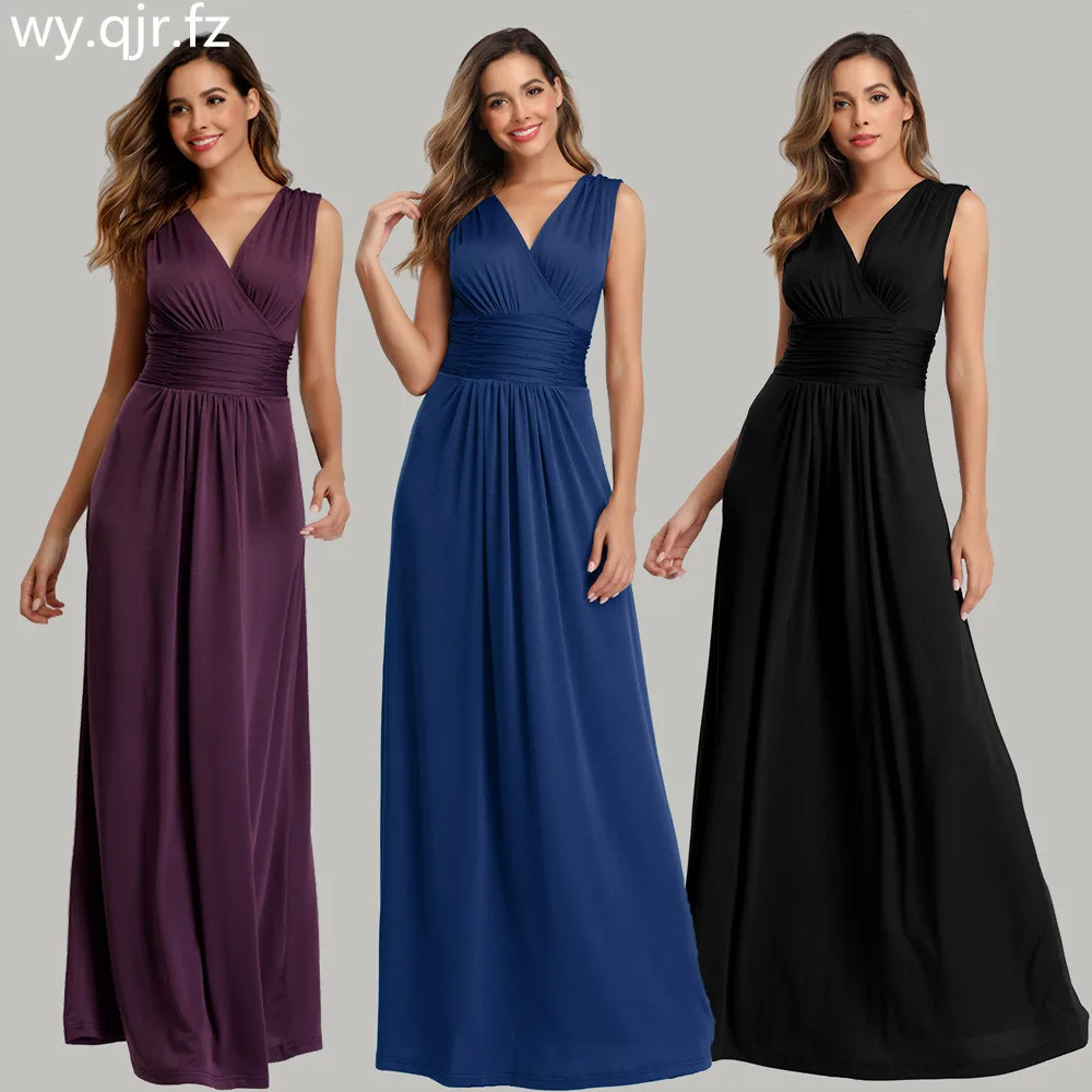

HJQ-803#Evening Dresses Long V-Neck Floor-Length Backless Blue Black party prom Valentine's Day women's dress cheap wholesale