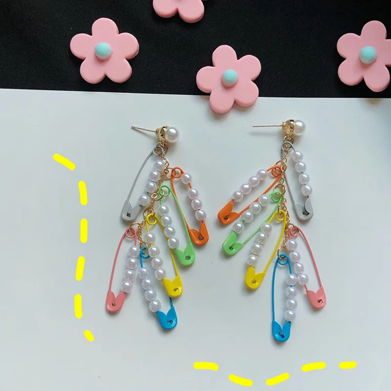 2019 модные Цветной Pin кисточкой свисающие серьги для женщин девочек классные