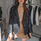 Куртка женская демисезонная из искусственной кожи, на молнии, с отложным воротником