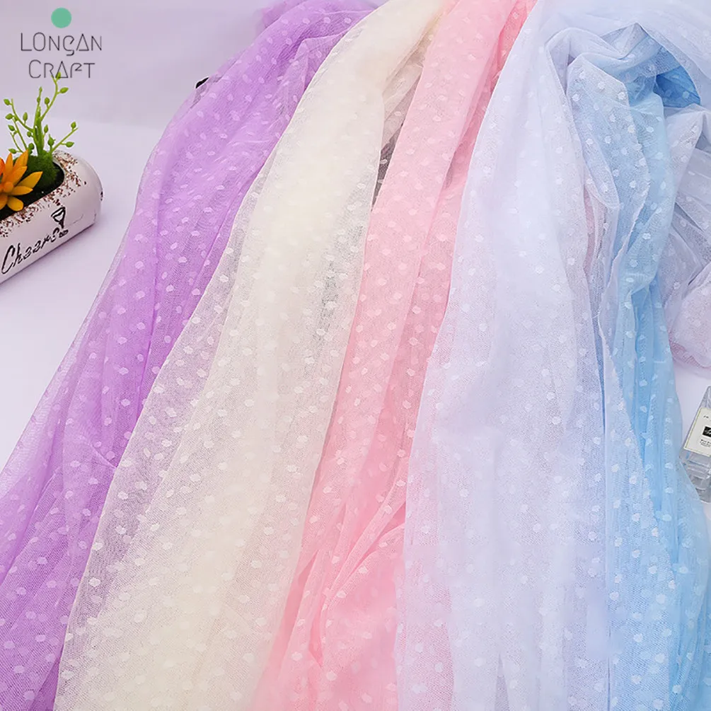 1 метр черно-белая Флокированная сетка в горошек Тюлевая ткань высокое качество