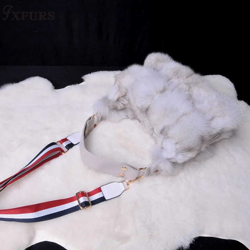 FXFURS, новинка, сумки из натурального лисьего меха, женские сумки через плечо на одно плечо, сумки через плечо из меха серебристой лисы, большие женские клатчи - Цвет: blue fox fur
