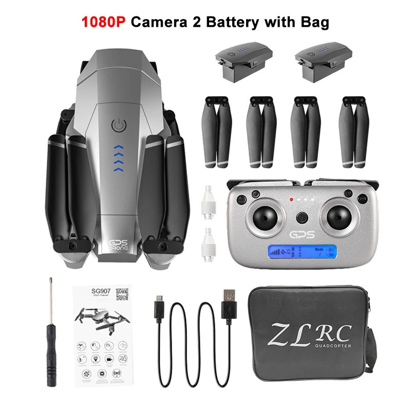 SG907 1080P 2B CB SG907 gps Дрон с 4K HD регулируемой камерой Широкий угол 5G wifi FPV RC Квадрокоптер Профессиональный складной Дрон E520S E58 - Цвет: SG907 1080P 2B CB