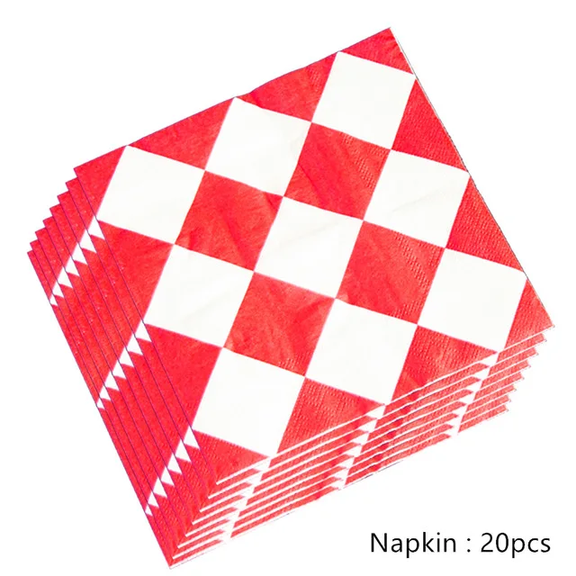 20pcs napkin Черно-белые клетчатые вечерние одноразовые столовые приборы автомобили Гоночный флаг настольные чашки игры решетки вечерние и свадебные декоративные детские игрушки - Цвет: 20pcs napkin