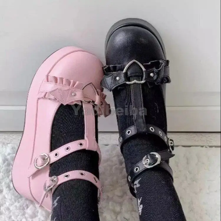 

Marry Jane Shoes Female Lolita Shoes Cute Women's Pumps Platform Boots Wedges High Heels Pumps Sweet Gothic Cosplay Shoes Woman