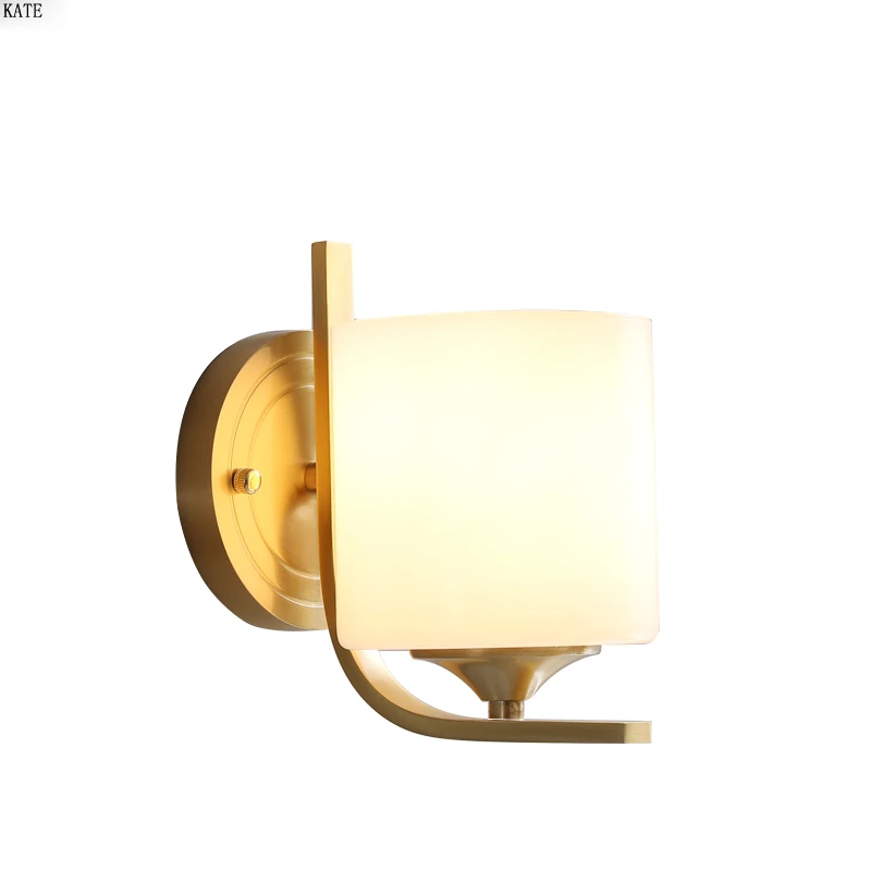 

American wall lamp copper living room wall bedroom warm bedside lamp creative led stair wall lamp