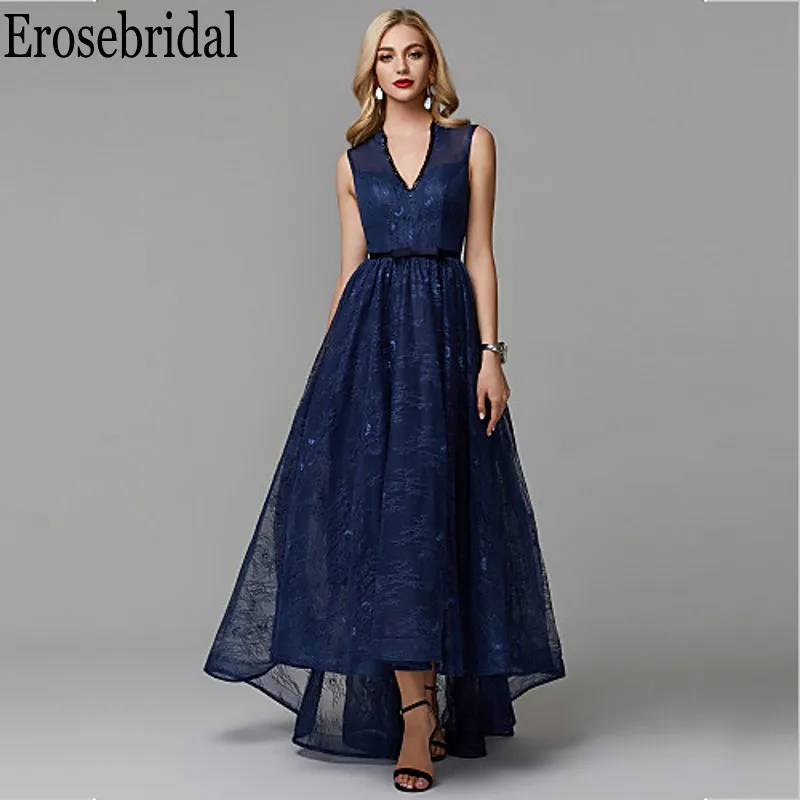 Erosebridal кружевное вечернее платье вечерние длинные темно-синее длинное вечернее платье для женщин кружевное платье на спине soiree