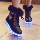 2020 обувь детская зимняя женская обувь ботинки на платформе детская обувь из натурального кроличьего меха подарки для девочек светящиеся сохраняющие тепло