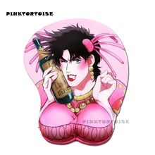 PINKTORTOISE  JoJo Joseph Joestar ANIME 3D Wrist Rest Mouse Pad Mat Pink Jo Jo Bizarre Adventure mousepad for Laptop PC