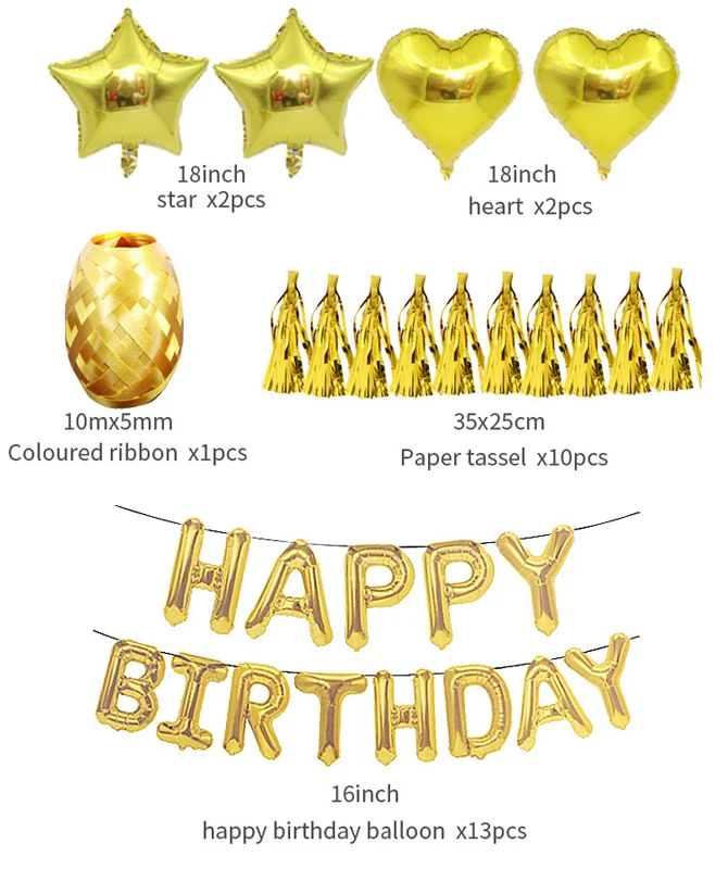 Воздушный шар с днем рождения алюминиевый набор розовое золото буквы воздушные