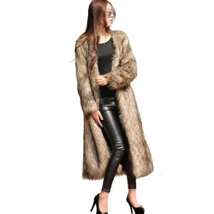 Autumn faux mink fur leather jacket womens warm long fur leather coat women loose jackets winter thicken fashion grey