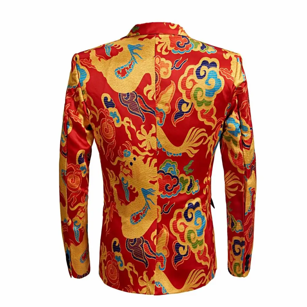Новый китайский стиль желтый дракон Печатный костюм для мужчин сценический певец платье свадебное платье мужской печатный костюм от AliExpress RU&CIS NEW