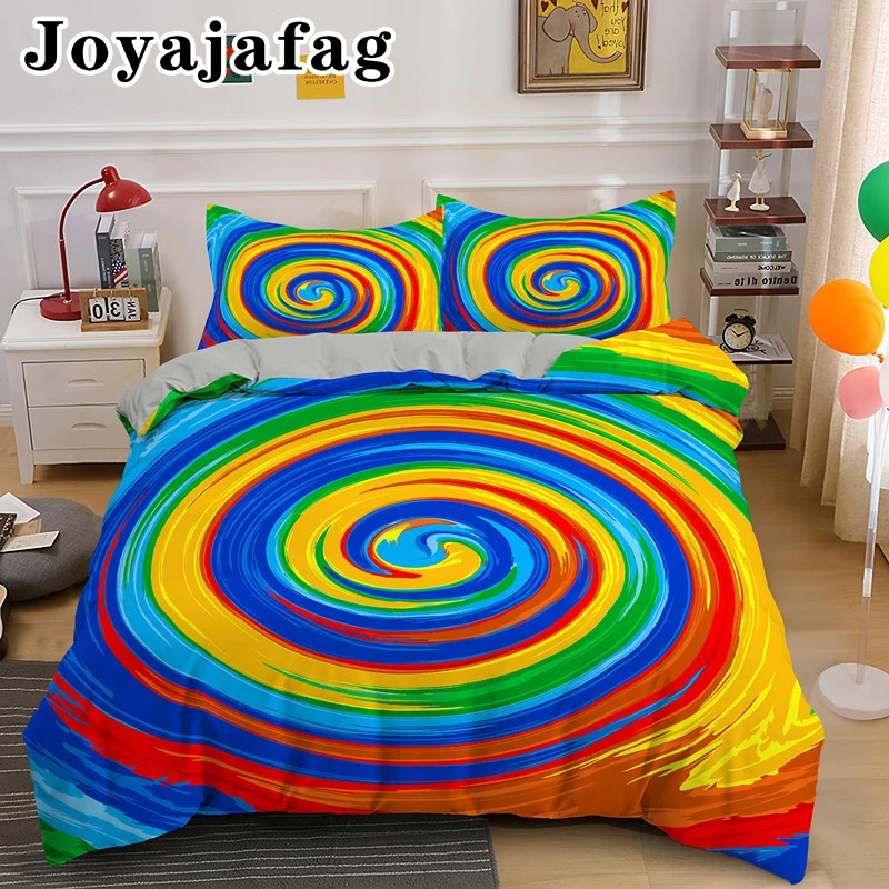 

Rainbow Colors Abstract 3D Bedding Set Single Double Queen King Dream Duvet Cover With Pillowcase Christmas Gifts