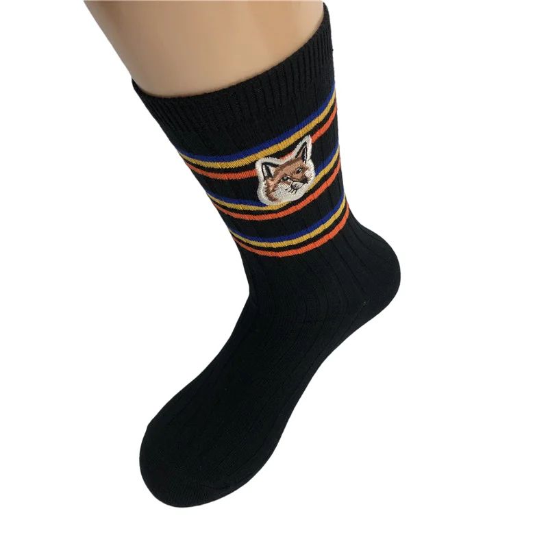 [37-42] New Double Needle Embroidered Cotton Socks Are Fashionable, New, Sports, Leisure And Comfortable, Street Fashion
