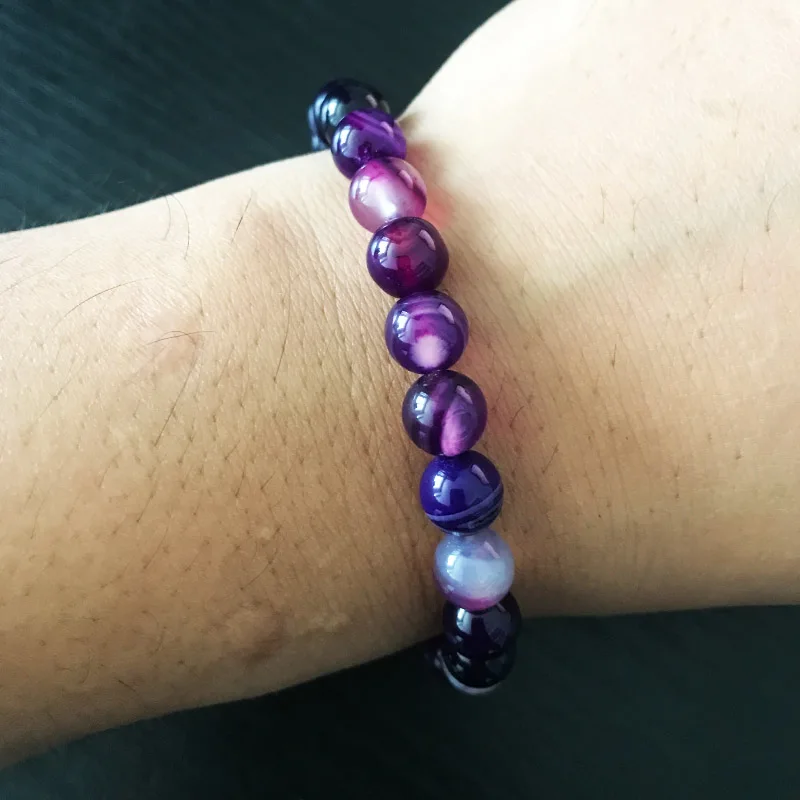 Модный женский браслет Будда бусины aura молитва фиолетовый натуральный камень