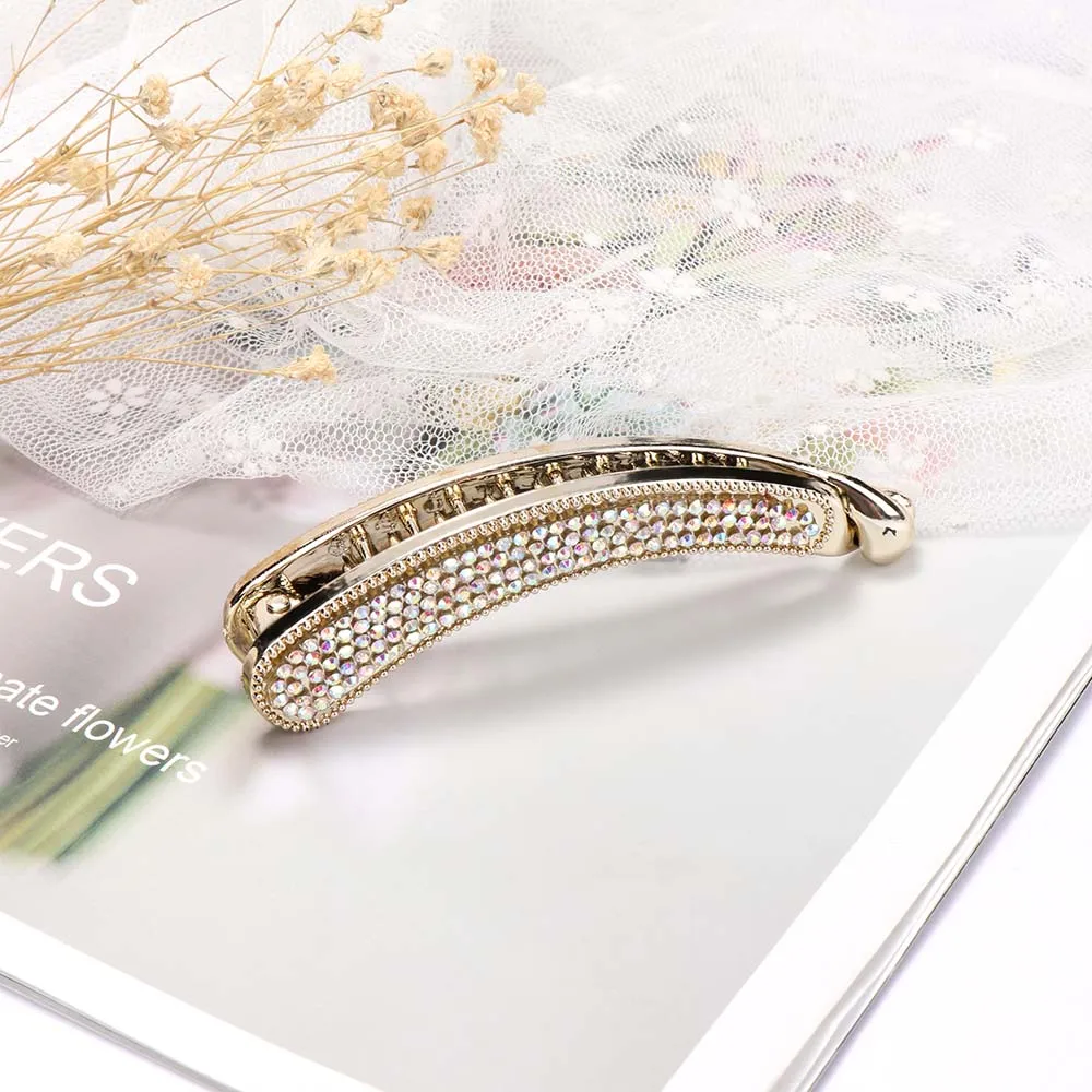 Женские кристаллы стразы банан заколка для волос аксессуары волос|Шпильки и