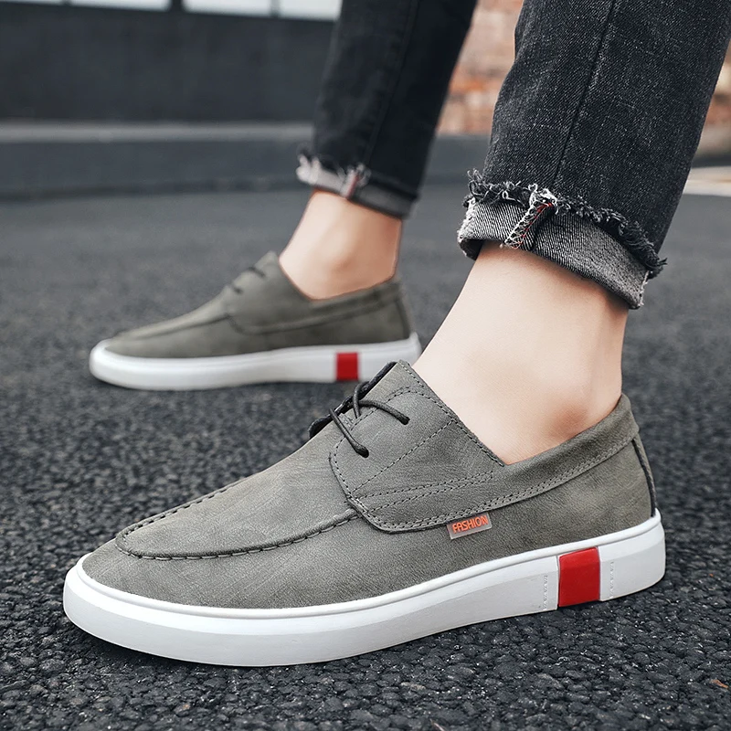 

FIXSYS High Quality Man Casual Shoes Fashion Skateboarding Shoes Outdoor Sneaker Leather Men Street Walking Shoes Trainer Shoes