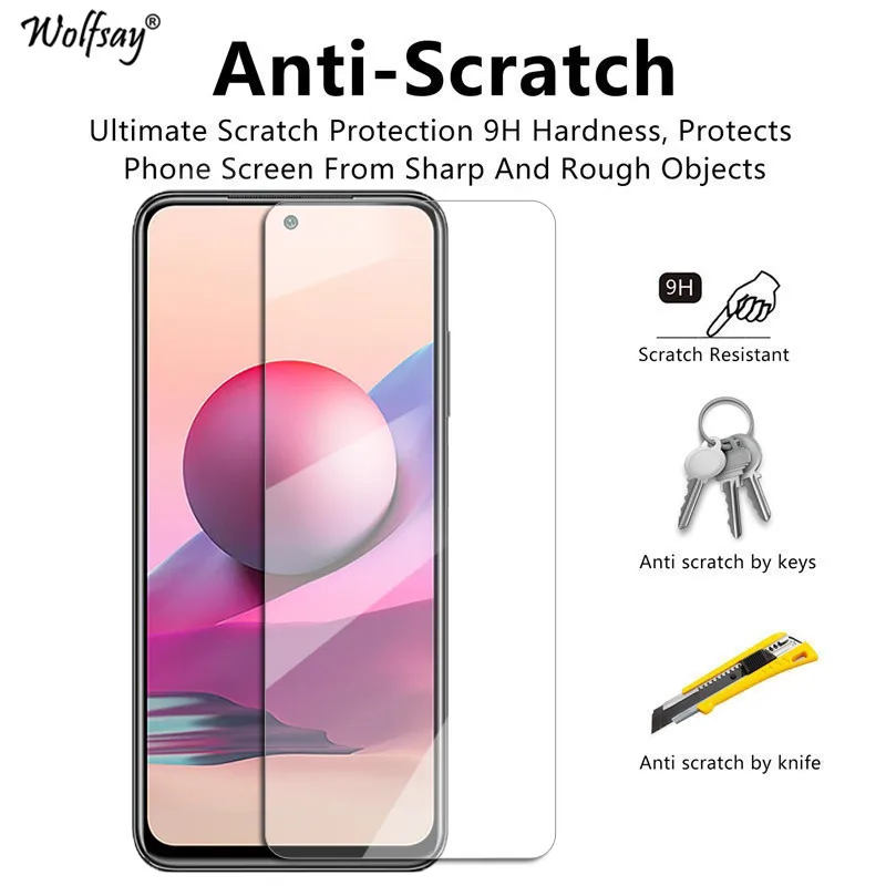 Protector de pantalla de cristal templado 9H para Xiaomi Redmi Note 10, cristal para Redmi Note 10T 10S 10 9 8-3