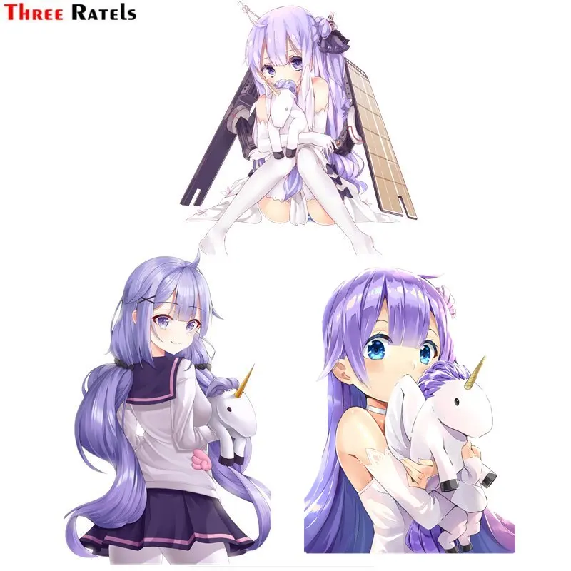 

Three Ratels FC681 Azur Lane Unicorn purple hair amine girl Car windshield Stickers macbook decal