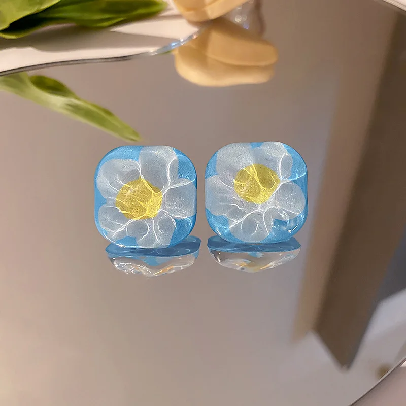 

Acrylic Flower Earrings Stud Bulk Geometric Charm Korean Simple Resin Jewelry Wholesale 2021 New Elegant Accessories For Women