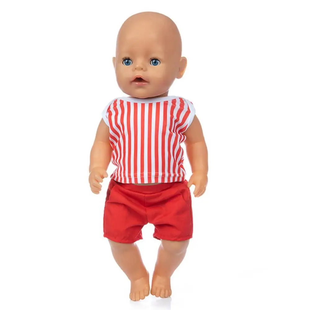 

Новинка 2020, детская одежда для новорожденных, 17 дюймов, 43 см, аксессуары для кукол, Красная вертикальная полоса, одежда для малышей, подарок н...