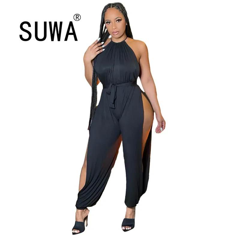 

Jumpsuit Overalls For Women Bodysuit Sleeveless Dungarees Loose Cotton Linen Long Playsuit Party Combinaison Femme