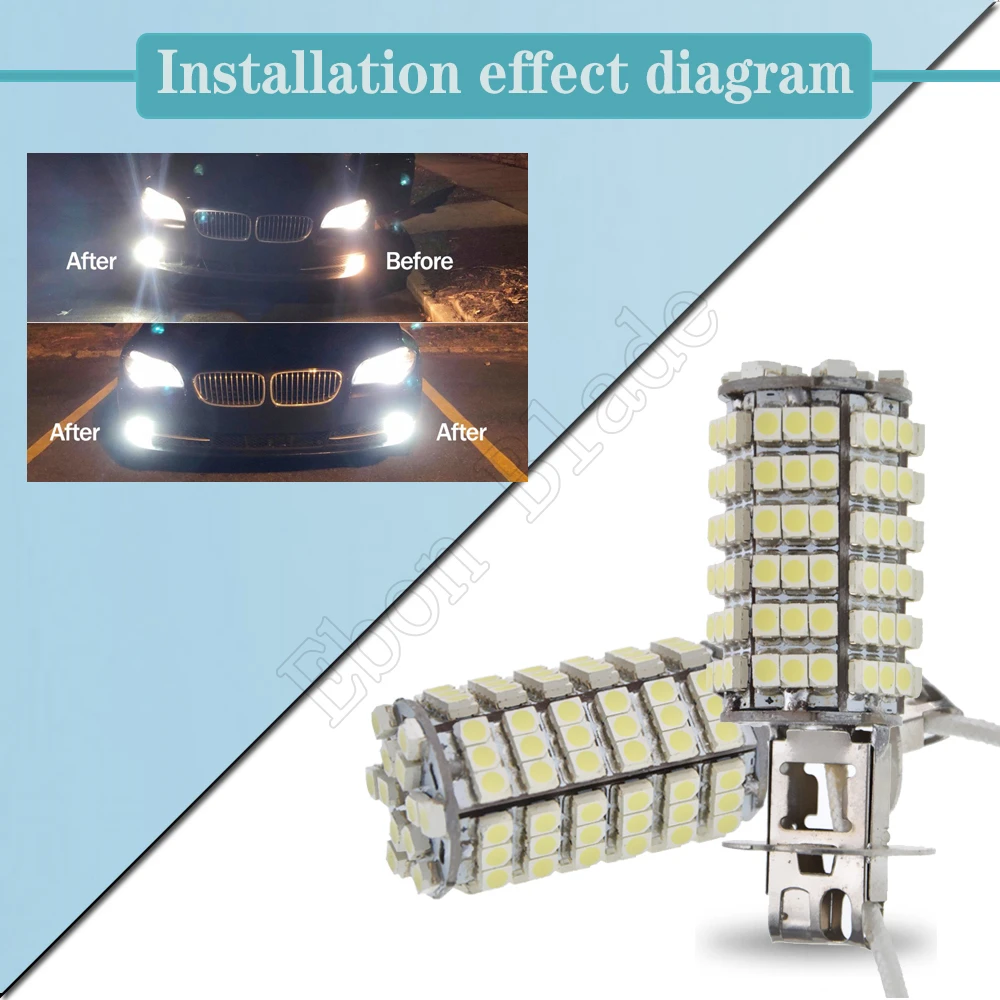 2 шт. светодиодные лампы H3 супер яркие 120SMD 3528 Светодиодный ные Автомобильные