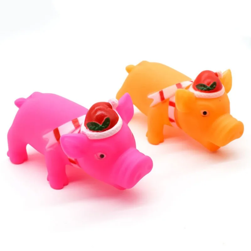 

Собака, искусственная свинка с рождественской шапочкой для маленьких собак, интерактивные игрушки для обучения, товары для Рождества