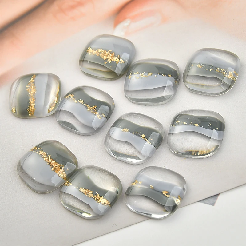 Модные Геометрические Квадратные бусины 40 шт./лот 16 мм из смолы с плоской задней