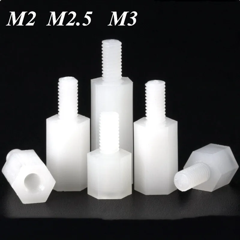 50 шт. M2 M2.5 M3 шестигранный винт для ПК нейлоновая стойка пластиковая Стопорная